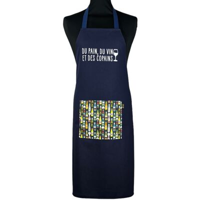 Apron, "Bread, wine and friends" navy
