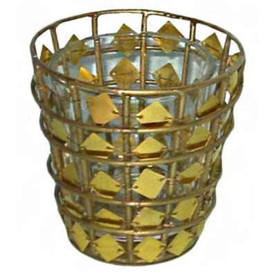 Vaso portavelas metal/cristal 8c