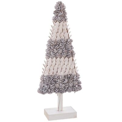 Árbol decoración con piñas plata y blanco 78 cm alto