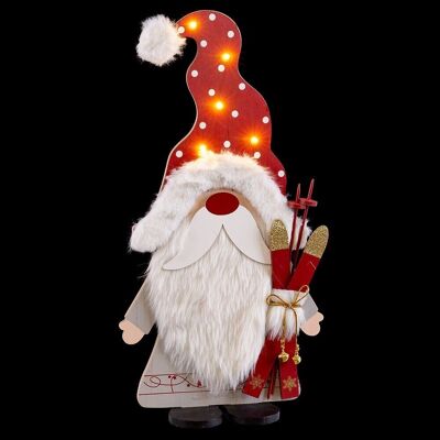 Papá Noel madera decoración con luz 47 cm alto