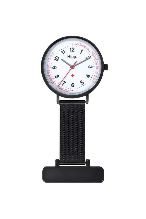 H30002 - Montre infirmière mixte analogique Hipp - Bracelet milanais acier - Broche métal