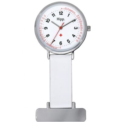 H30004 - Reloj de enfermera analógico unisex Hipp - Correa de piel - Broche de metal - Indicación de pulso