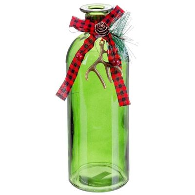 Botella decoración navideña con lazo 20 cm.