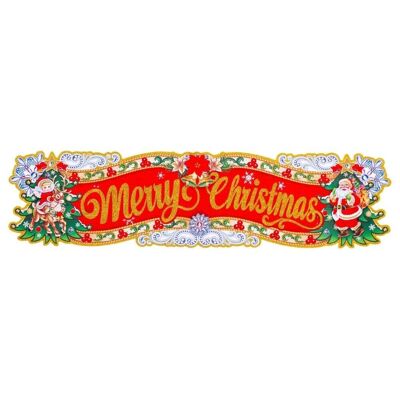 Letrero Merry Christmas Papel y purpurina 75x20