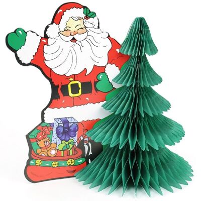Papá Noel con abeto papel para decoración 27x26x18