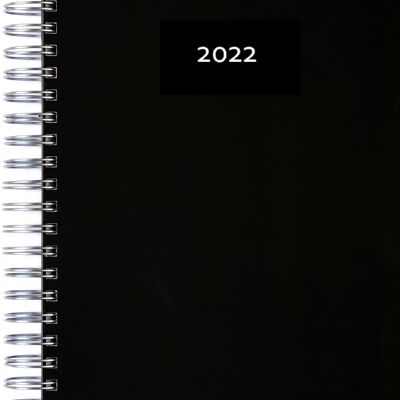 2022 Dicker Kalender – BLACK– Spiralbindung – pro Tag eine volle DIN A4 Seite Platz – Tageskalender | Bürokalender | Terminkalender | Planungsbuch | TageBuch-Kalender | KITA-Kalender
