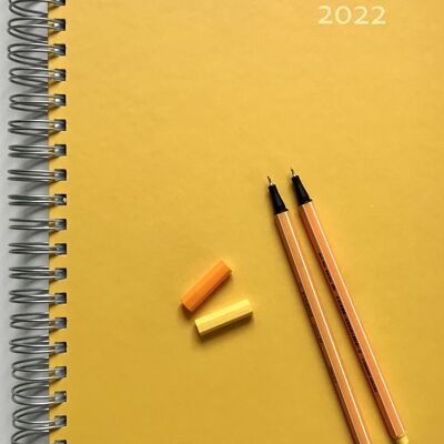 2022 Dicker Kalender – GRAPEFRUIT - Spiralbindung – pro Tag eine volle DIN A4 Seite Platz – Tageskalender | Bürokalender | Terminkalender | Planungsbuch | TageBuch-Kalender | KITA-Kalender