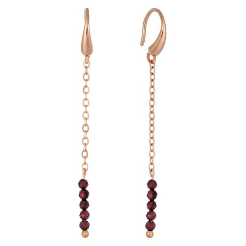 Boucles d'oreilles chaînettes GABRIELLE Doré & pierre naturelle Grenat Rouge