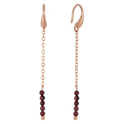 Chain earrings GABRIELLE Gold & natural stone Garnet Red