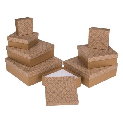 Set 8 Cajas cartón forrado Kraft 22x22x8