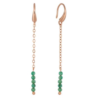 GABRIELLE chain earrings Gold & natural stone Emerald