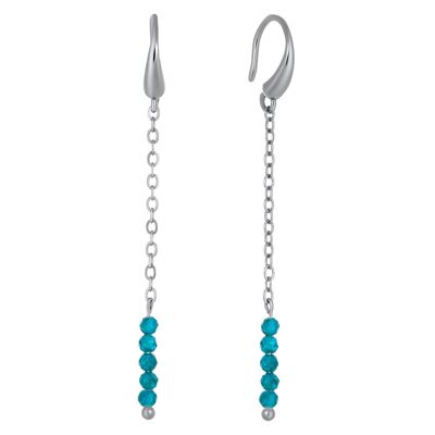 Chain earrings GABRIELLE Silver & natural stone Blue Apatite