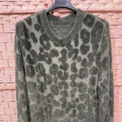 Long Sleeve Fur and Nylon Sweater with One Size. B2B