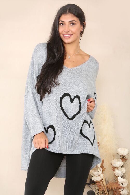 Relaxed fit jumper with hearts