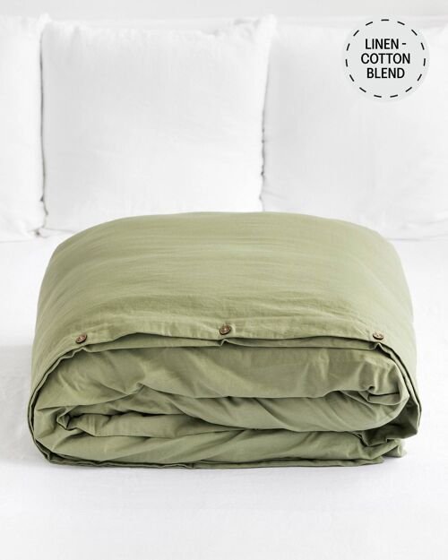 Sage linen-cotton duvet cover