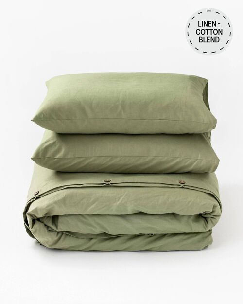 Sage linen-cotton duvet cover set (3 pcs)