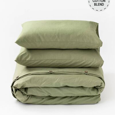 Sage linen-cotton duvet cover set (3 pcs)