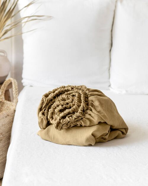 Sandy beige Linen Fitted Sheet