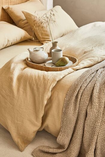 Parure de lit en lin beige sable 3