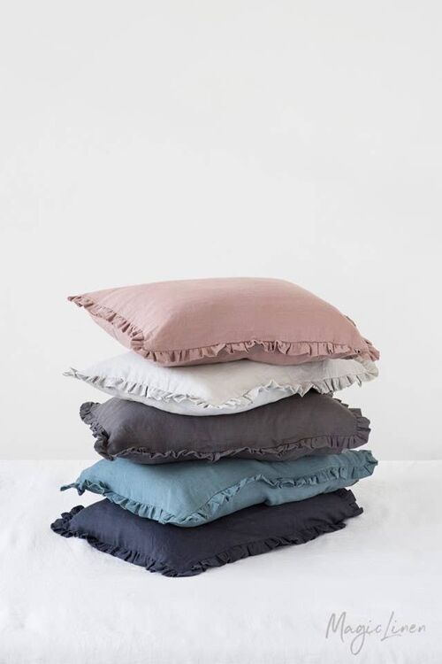 Ruffle trim pillowcase in various colors