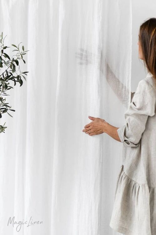 Sheer Rod Pocket Linen Curtain Panel