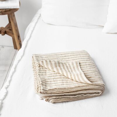 Striped in Natural Linen Flat Sheet