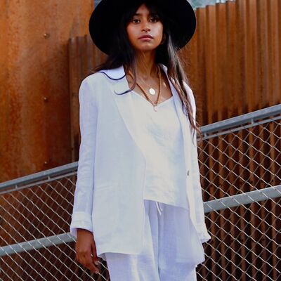 Blazer en lin pour femme PLACID en Blanc