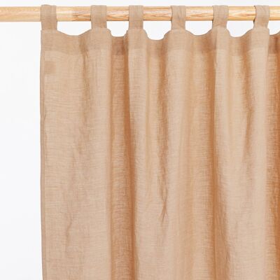 Tab top linen curtain panel (1 pcs) in Latte