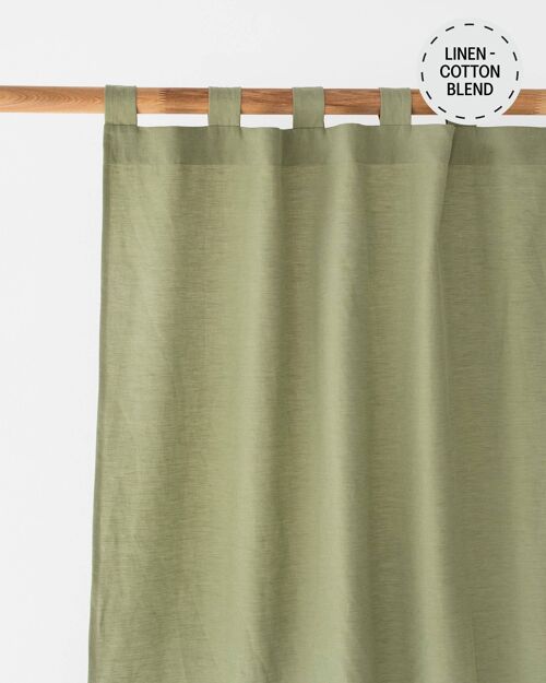 Tab top linen-cotton curtain panel (1 pcs) in Sage