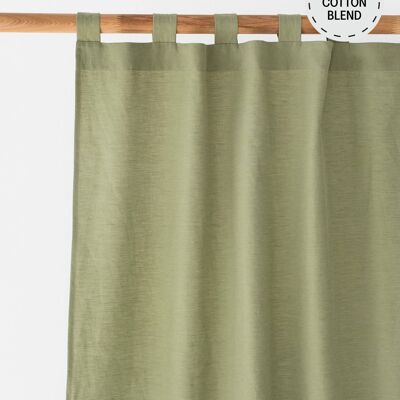 Panel de cortina con pestaña superior de lino y algodón (1 pieza) en Salvia