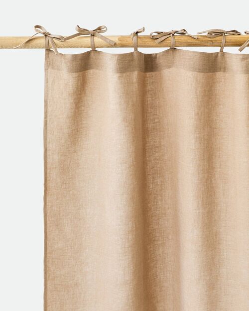 Tie top linen curtain panel (1 pcs) in Latte