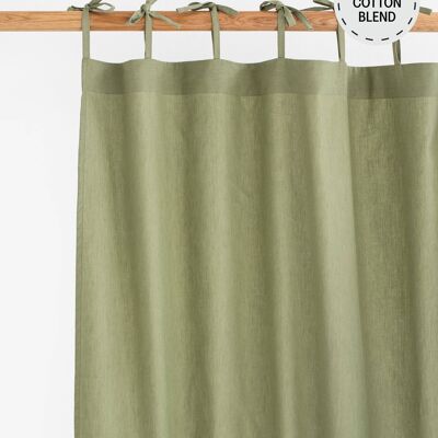 Tie top linen-cotton curtain panel (1 pcs) in Sage