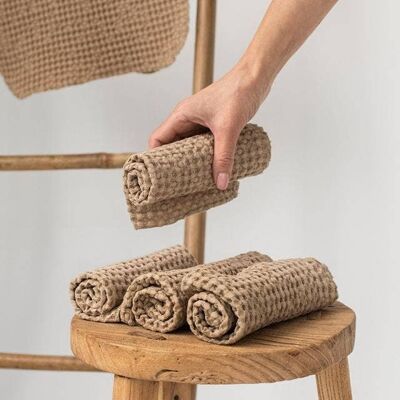 Waffle Beige Face Cloth set of 5