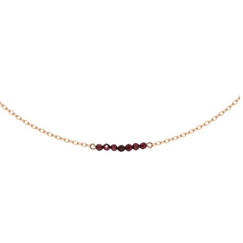 Collier chaîne ras de cou GABRIELLE Doré & pierre naturelle Grenat Rouge