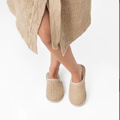 Waffle Linen Slippers (Unisex)