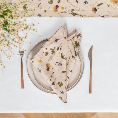 Botanical print linen napkin set of 2