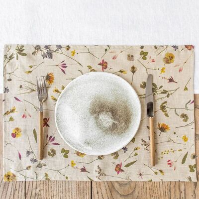 Botanical print linen placemat set of 2