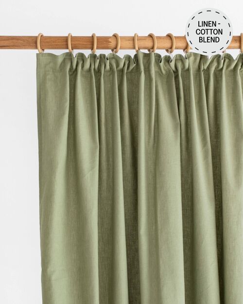 Pencil pleat linen-cotton curtain panel (1 pcs) in Sage