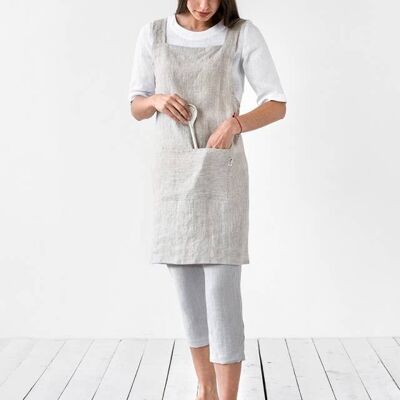 Pinafore cross-back linen apron in various colors