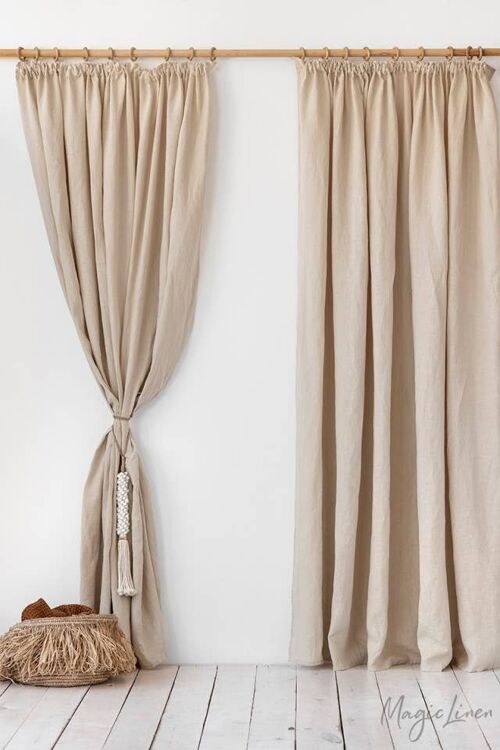 Pencil Pleat Linen Curtain Panel