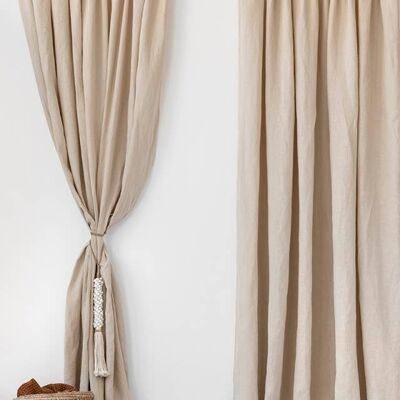 Panel de cortina de lino con pliegues tipo lápiz