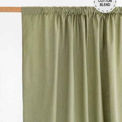 Rod pocket linen-cotton curtain panel (1 pcs) in Sage