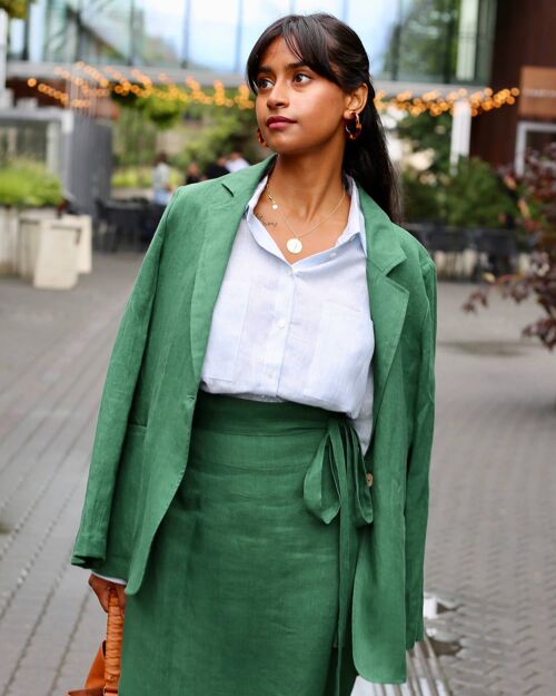 Women's linen blazer PLACID in Green