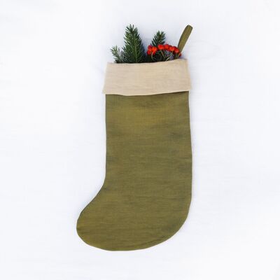 Zero-Waste-Weihnachtsstrumpf – Olivgrün