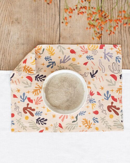 Abstract print linen double placemat set of 2