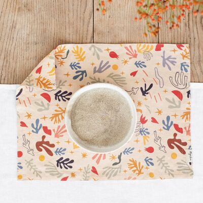 Abstract print linen double placemat set of 2