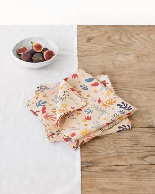 Abstract print linen napkin set of 2