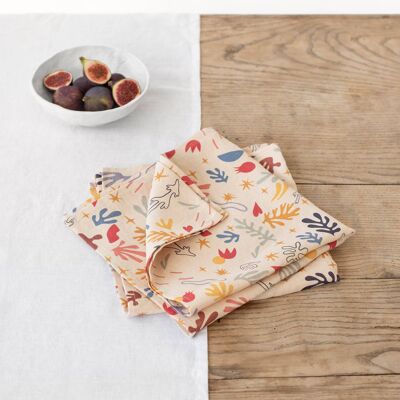 Abstract print linen napkin set of 2