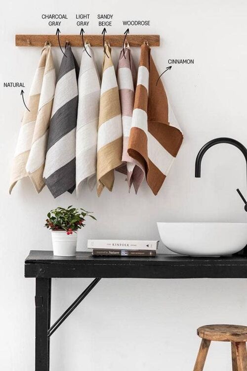 Zero-waste Striped Linen Tea Towel