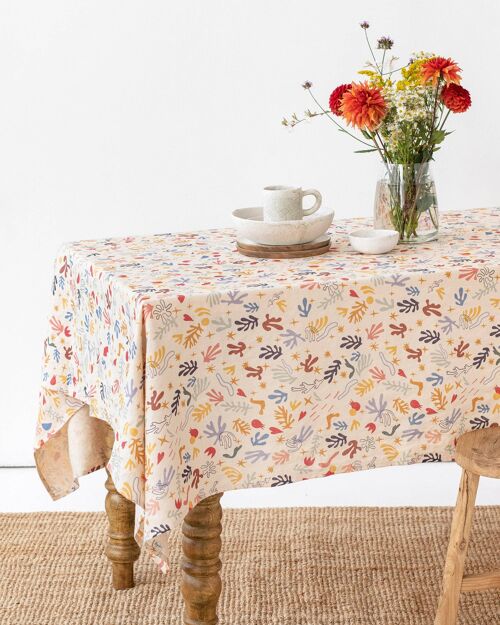 Abstract print linen tablecloth